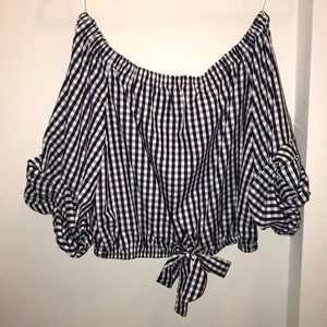 Off the Shoulder Gingham Top